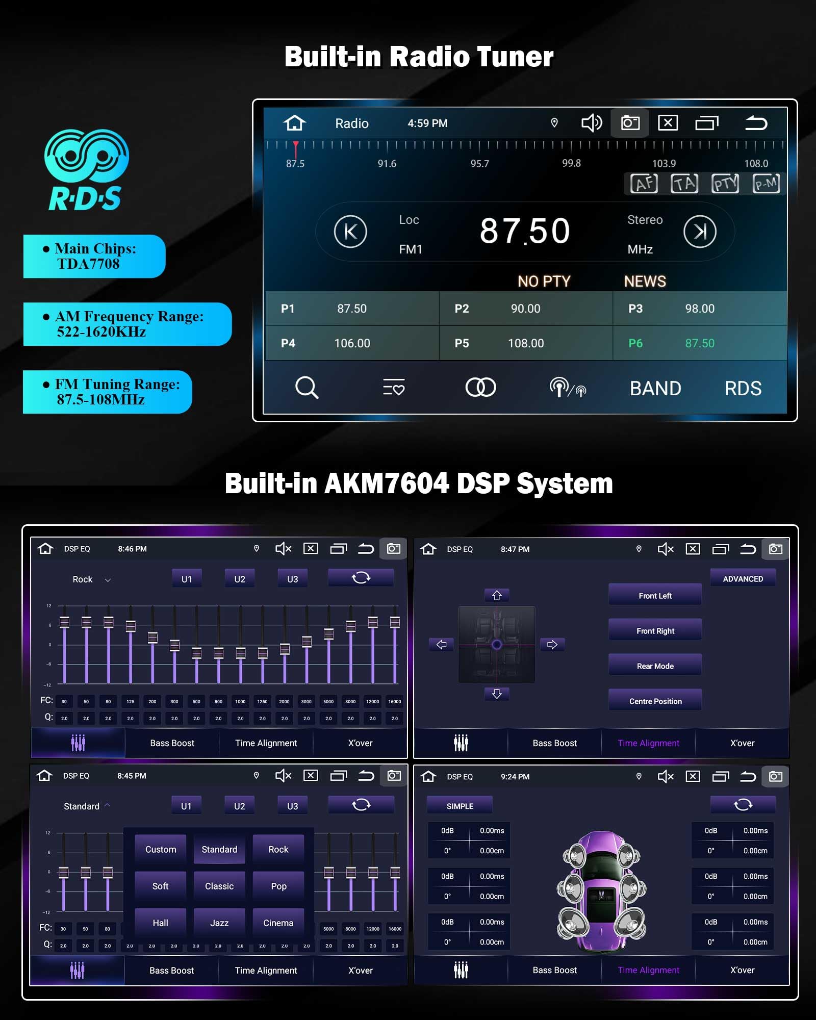 Android 16 Radio Coche Estéreo Bluetooth GPS Navegador para Toyota Auris E15, Wireless Carplay& Android Auto DSP Bluetooth A2DP WiFi Dab+ Pantalla táctil FM Radio 4GB+64GB