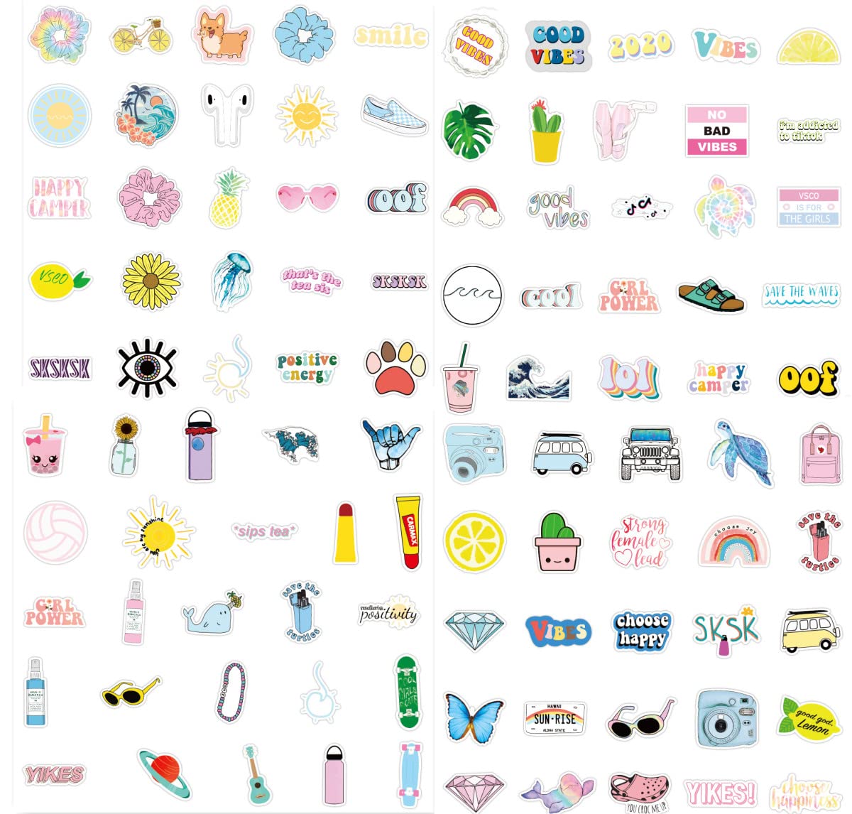 Confezione da 50 adesivi colorati per caramelle, bottiglie di acqua, computer portatile, skateboard, scrapbooking, diari per auto, adesivi in vinile, impermeabili, per ragazzi, bambini, ragazzi