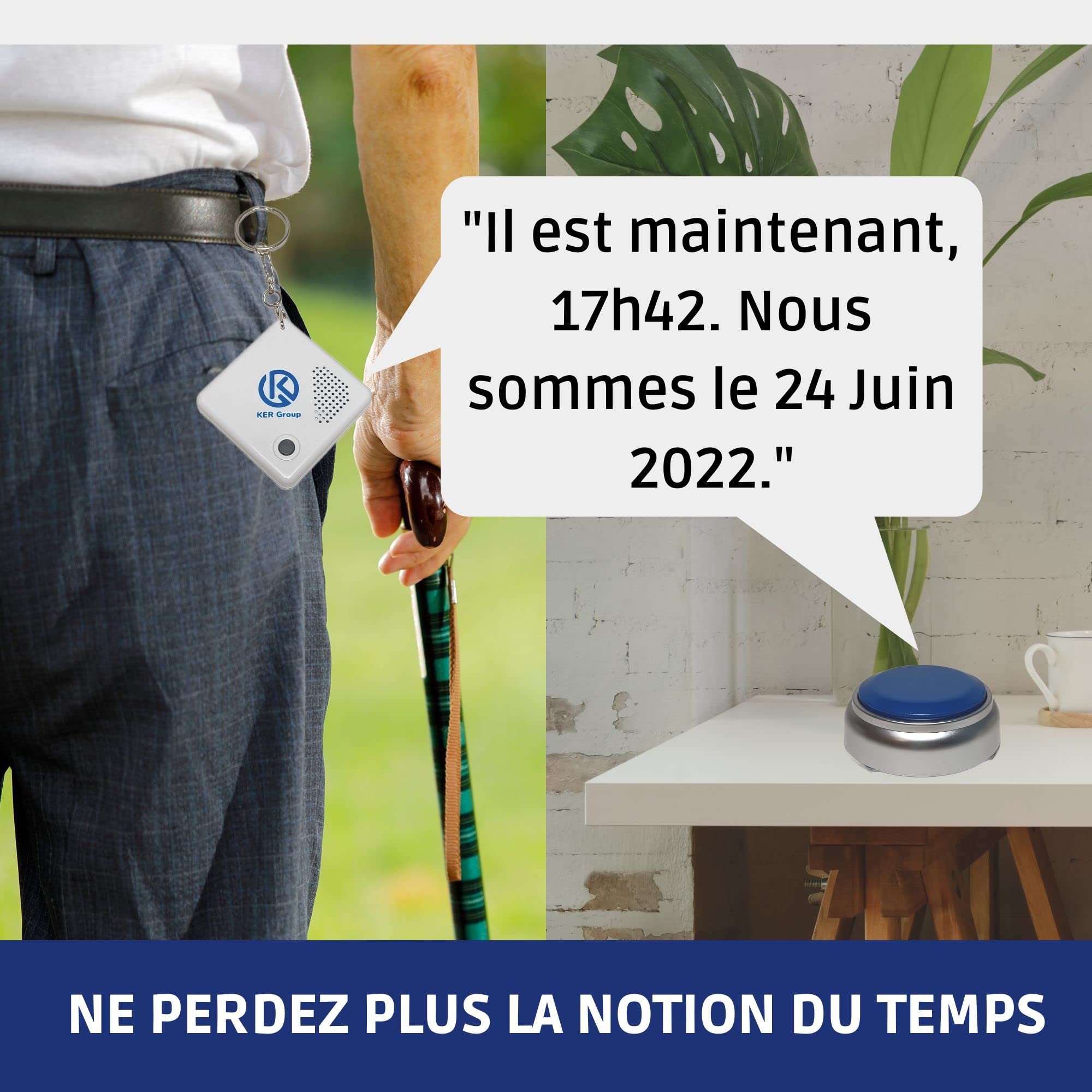 2 Horloge Parlante pour Malvoyant, Alzheimer, Aveugles ou Personnes Agées - Nouvelle Version - Voix Française - Idée Cadeau Grand Parents - Réveil Alarme Senior