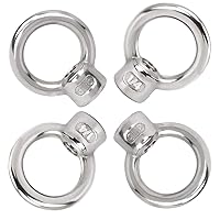 Vista 5 de PAGOW 4 piezas de tuerca de ojo de elevación de acero inoxidable 316, 1/4 pulgadas UNC de grado marino resistente, perno de ojo en forma de anillo