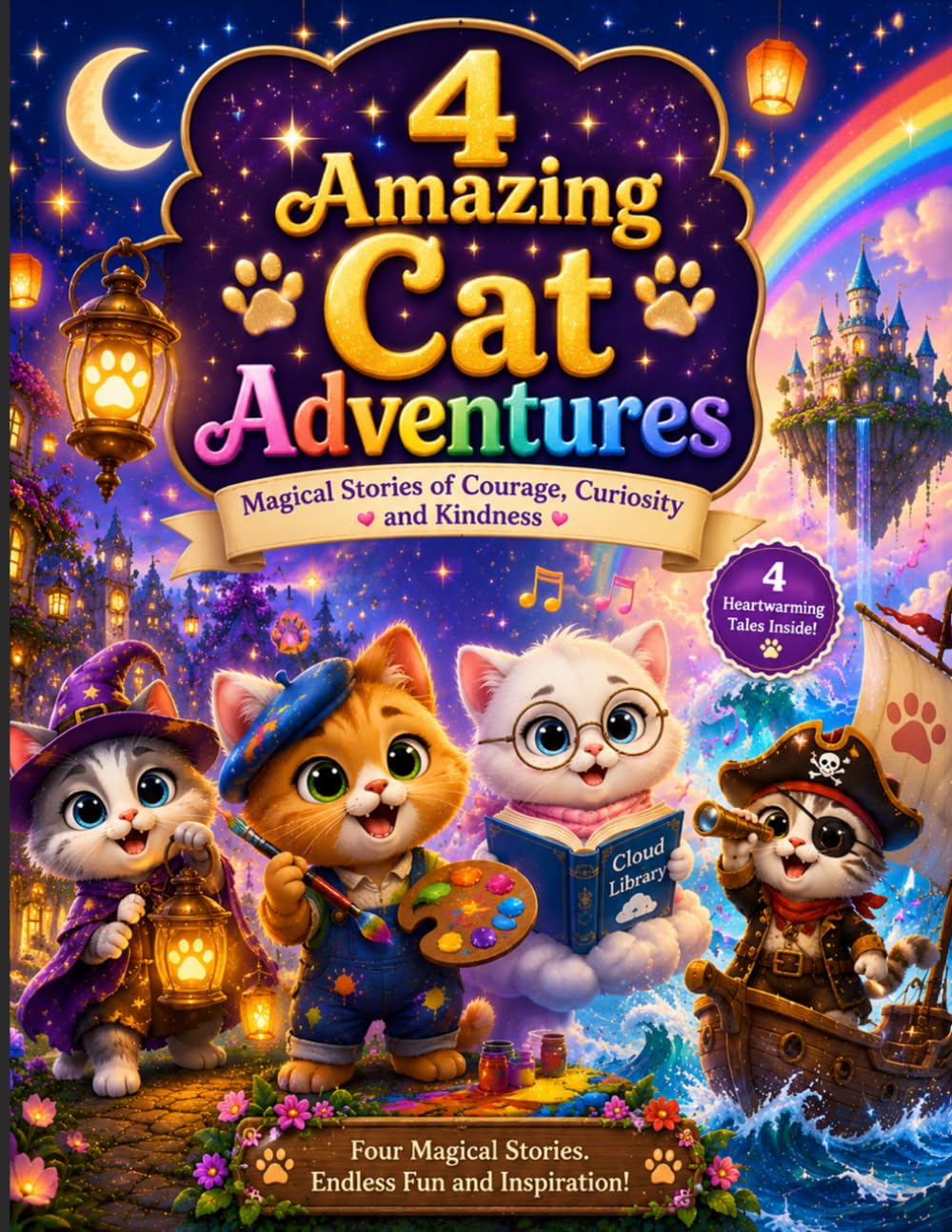 4 Amazing cat Adventures: Four Heartwarming Cat Stories for Kids Ages 1–10