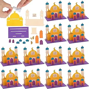 3D Religious Mosque Foam Craft Kit - 12 Sets - Fun & Educational DIY Activity for Classrooms, Religious Events & at-Home Learning