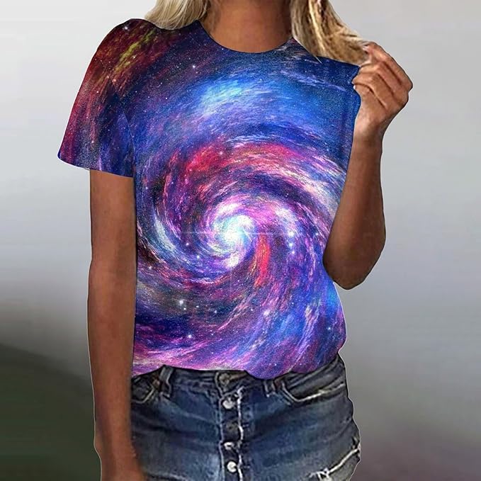 Galaxy shirt dames sterrenhemel print T-shirt blouse modieus Galaxy shirt dames sterrenhemel print T-shirt blouse modieus