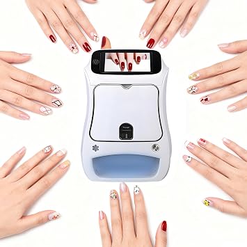 Smart Nail Art Printer Machine Kit,Professional 3D Nail Printing Device with 5 Touchscreen&APP Control,4800DPI High-Resolution,AI Nail Shape Recognition,10s Fast Printing,UV Curing Printer