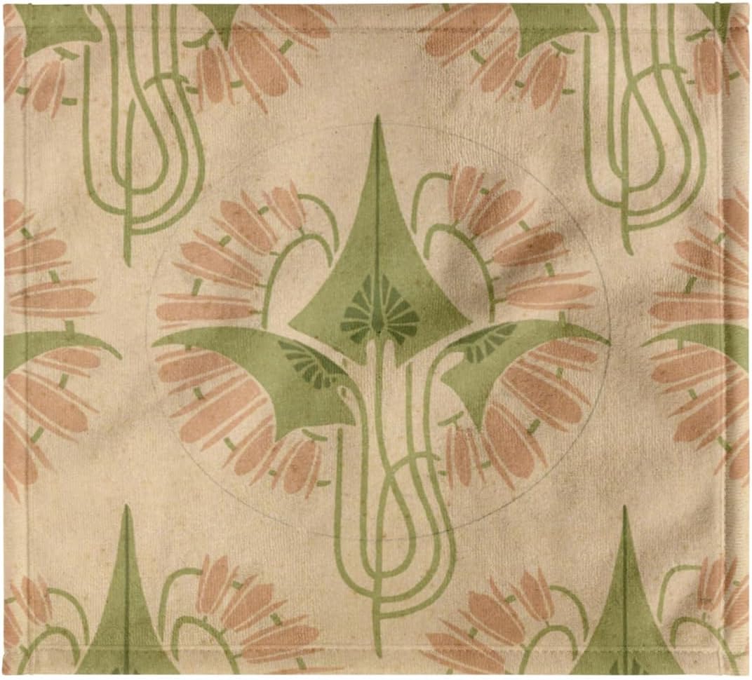 3dRose Ornate Earthy Vintage Art Nouveau Flowers and Leaves Mauve and Sage Green 22x30 Bath Hand Pool Towel