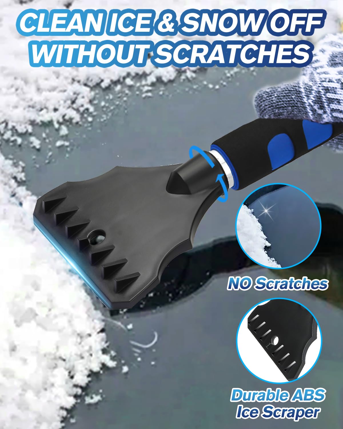 COZII Eiskratzer Auto mit Besen, Eiskratzer Auto mit Eisbrecher Funktion, Stabiler Schneekratzer Auto, Abnehmbar Eiskratzer für Auto, Auto Winter Zubehoer