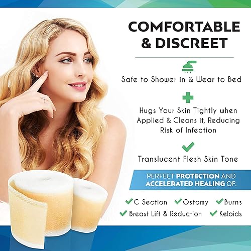 Miniatura 5 de Cinta de silicona para cicatrices  Hojas de rollo extra largas de grado médico para cirugía, queloides, abdominoplastia y reducción de senos,