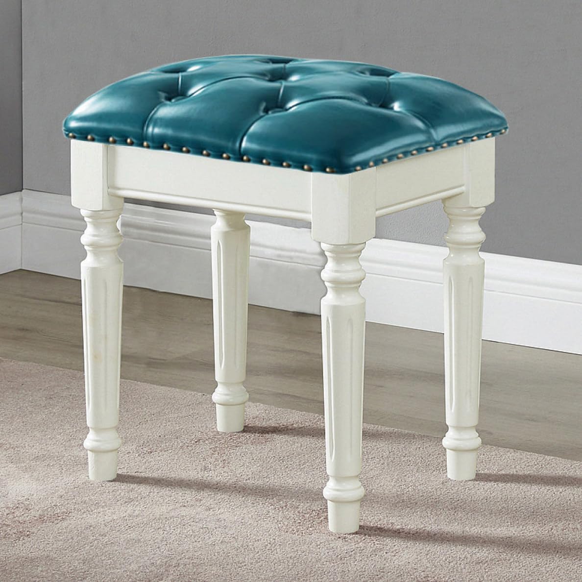 青い猫脚スツール エレガント ロココ風 ブルー かわいい 222-1404