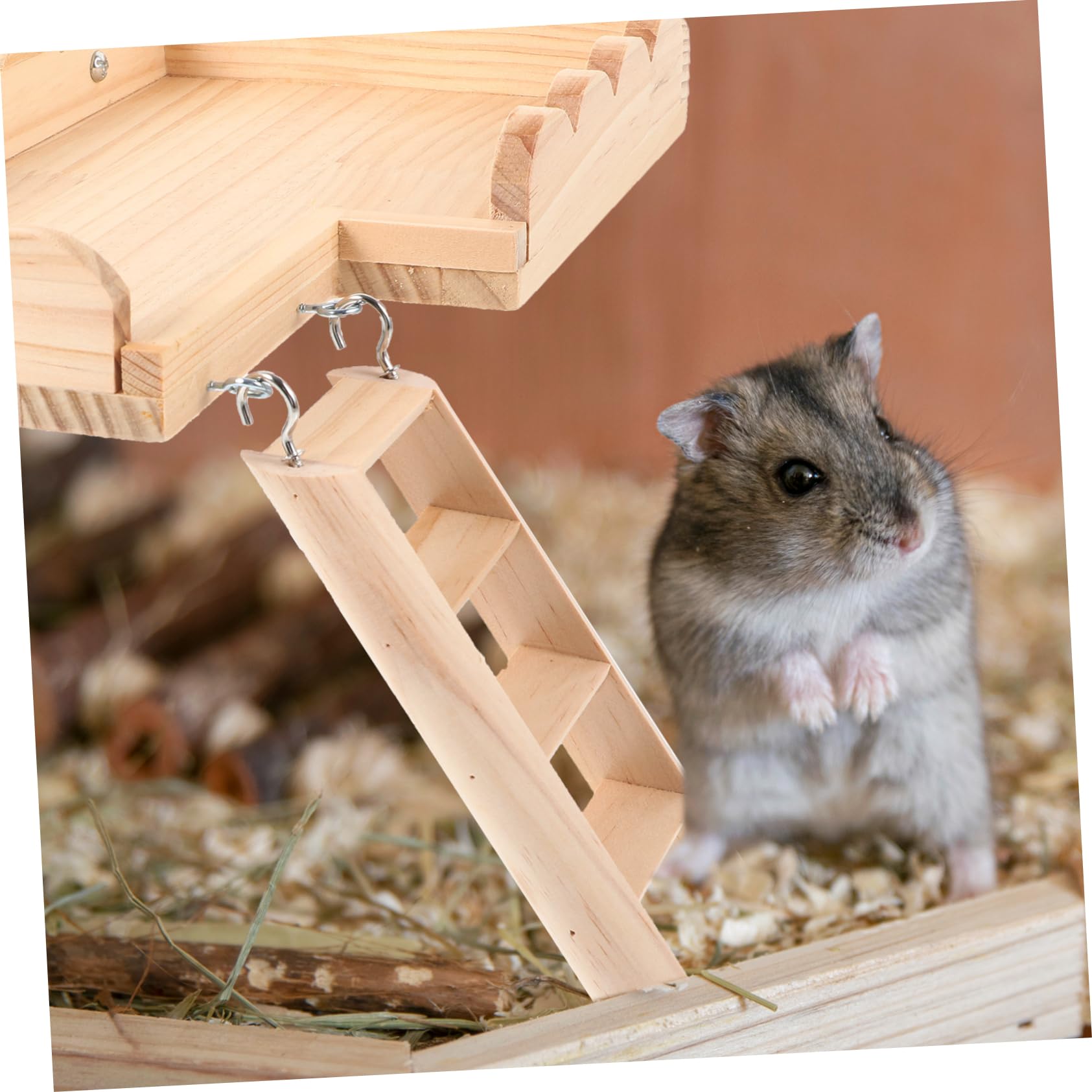 ibasenice Hamster Plattformspielzeug mit Glatten Kanten und Runder Form Inklusive Kletterleiter für Hamster Käfig als Spiel und Ruheplattform in Khaki