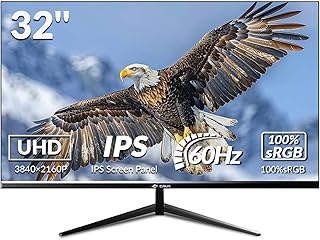 CRUA Ecran PC Gamer,Gaming Monitor 4K UHD (3840 x 2160) 32 inch PC Screen - IPS 5ms GtG 60Hz/75HZ, Display HDRTM 400, DCI-P3 98%, AMD FreeSync, Tilt, Height Adjustable, Portrait Mode