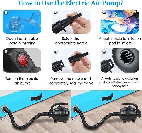 Miniatura 6 de Bomba de aire eléctrica para colchonetas inflables de gimnasia, rodillo de aire, spot de aire, barril de aire de gimnasia, yoga, Tumble, tapete de