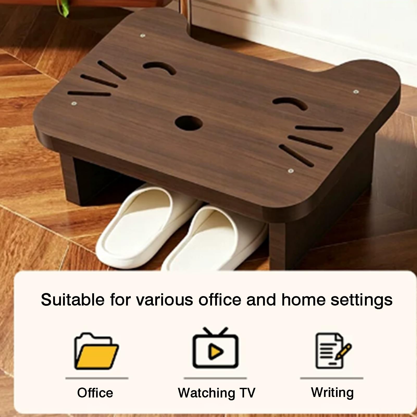 Poggiapiedi Ergonomico In Legno, Poggiapiedi Sotto La Scrivania | Poggiapiedi for sedia for poggiagambe, con angolo di inclinazione di 20°, carico massimo 150 kg(Color1,34x24x13cm)
