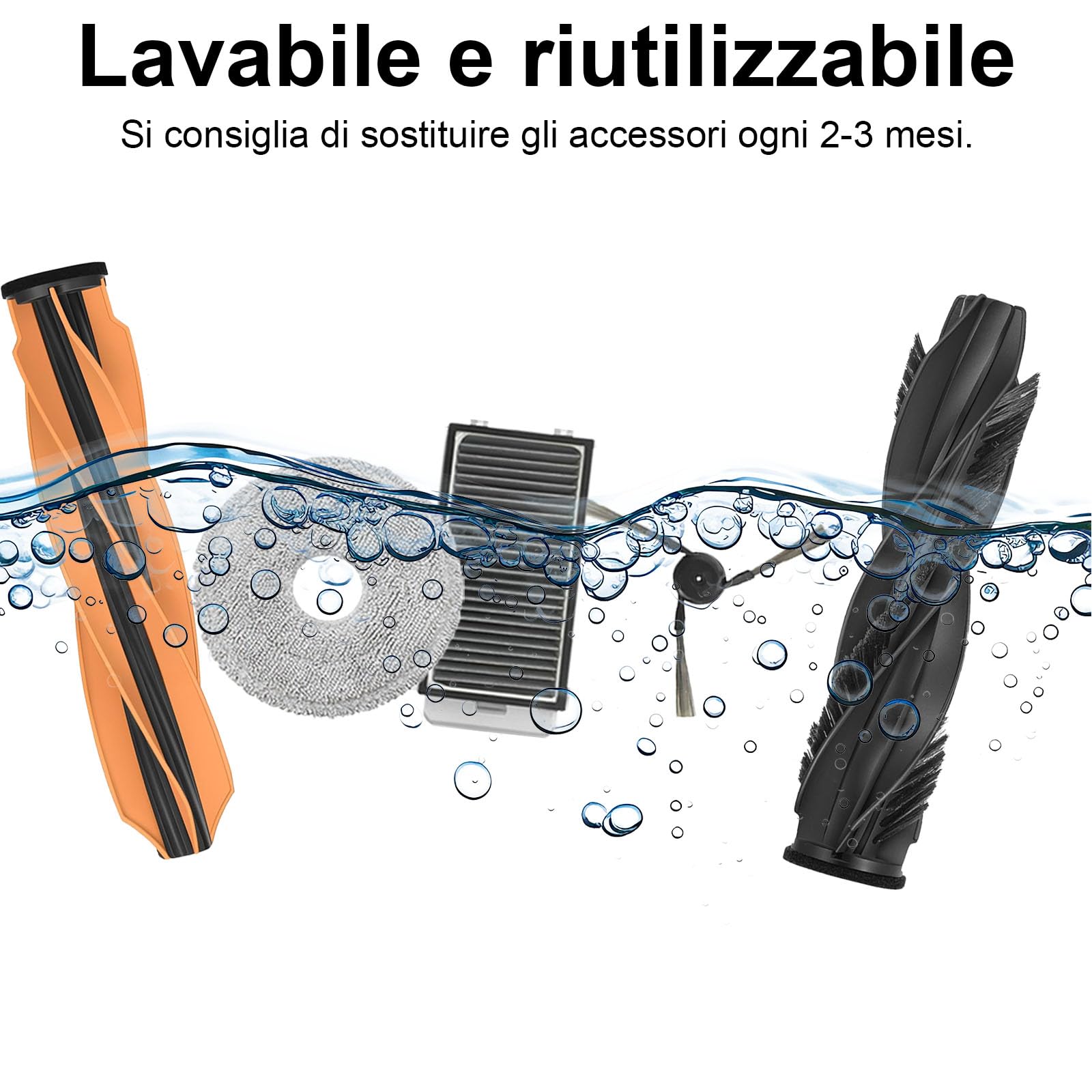 Accessori per Aspirapolvere per Dreame L40s Pro Ultra/ L50 Pro Ultra/Matrix 10 Ultra, 1 Spazzola Principale, 4 Salviette, 4 Filtri, 4 Spazzole Laterali, 4 Sacchetto di Polvere, per V50 Ultra Complete