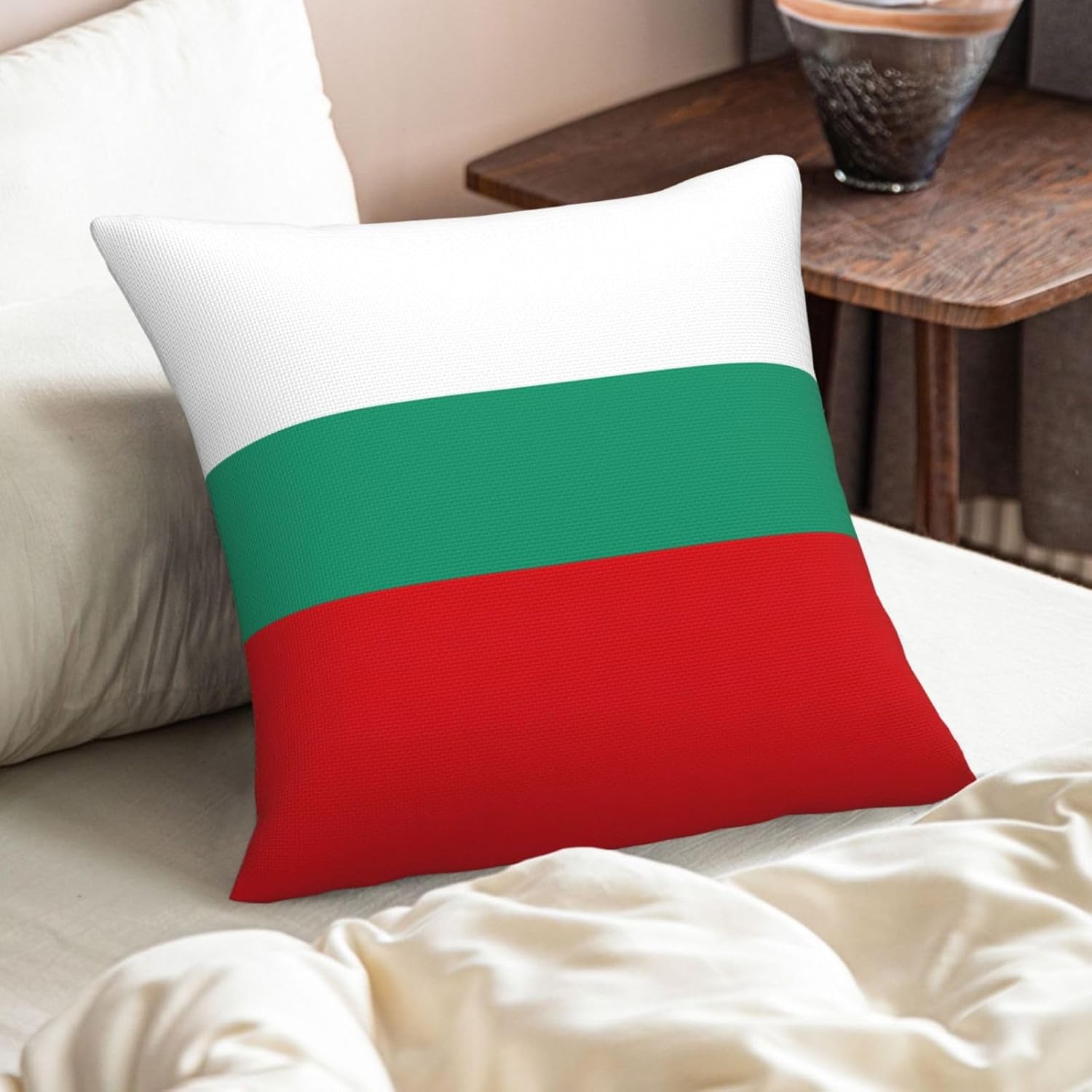 Bulgarian Flag Imitation Linen Pillowcase -2 Sets, Fashionable Home Decoration, Used for Sofas, Gardens, beds
