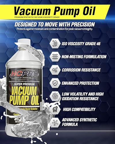 Miniatura 3 de HCPRO HCVPO128 - Aceite de bomba de vacío súper premium, aceite de refrigeración sintético universal de 1 galón, fórmula sin nebulización para un
