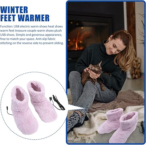 Miniatura 4 de Beaupretty 1 par de calentadores de pies calentados con cojín recargable por USB, calentador de pies de felpa, almohadilla de calefacción eléctrica,
