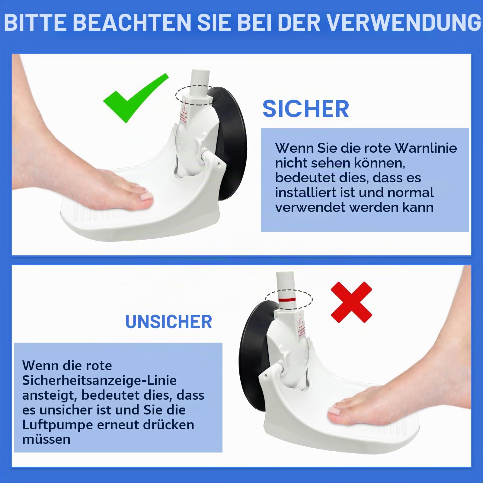 Duschfußstütze zum Rasieren der Beine mit verbessertem industriellem Saugnapf, passt nur glatt & Nicht porös & größere 5,2 Zoll Fliesenwand, Weiß, 1 Stück