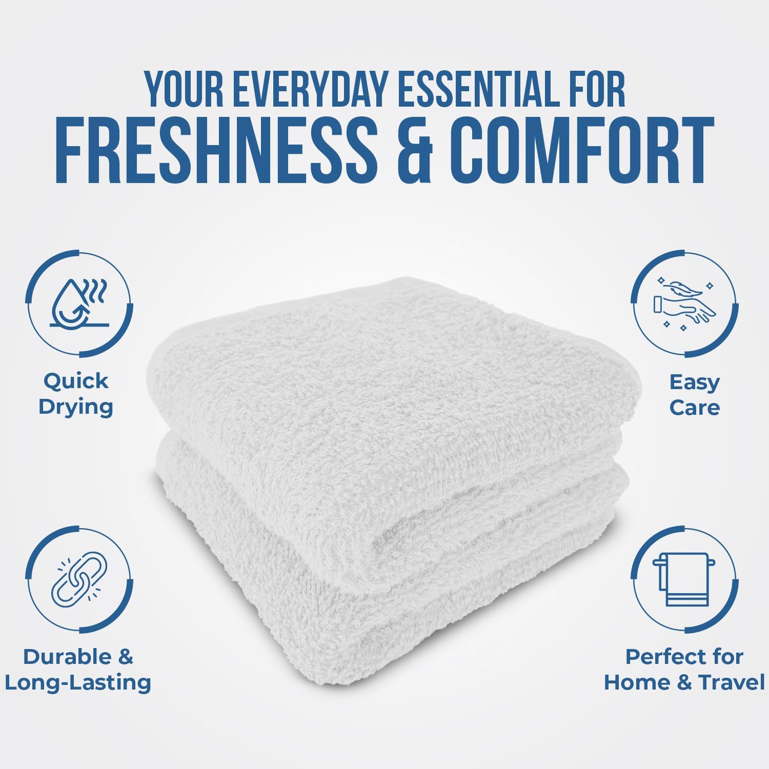 DAN RIVER 12 Pack Wash Cloths for Showering [12x12] - 100% Cotton Washcloths Premium Quality Flannel Face Cloths for Bathroom, Highly Absorbent and Soft Feel Wash Clothes, White - Image 5