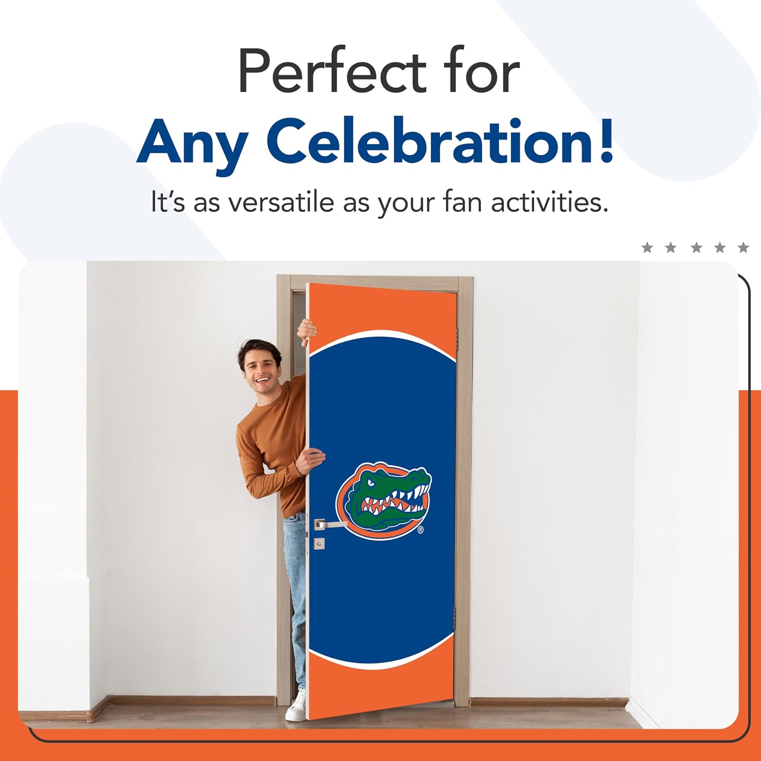 Florida Gators College Sports Printed Front Door Banner - NCAA Licensed - Durable Vinyl - School Banner (Blue, Orange) (36" x 80")