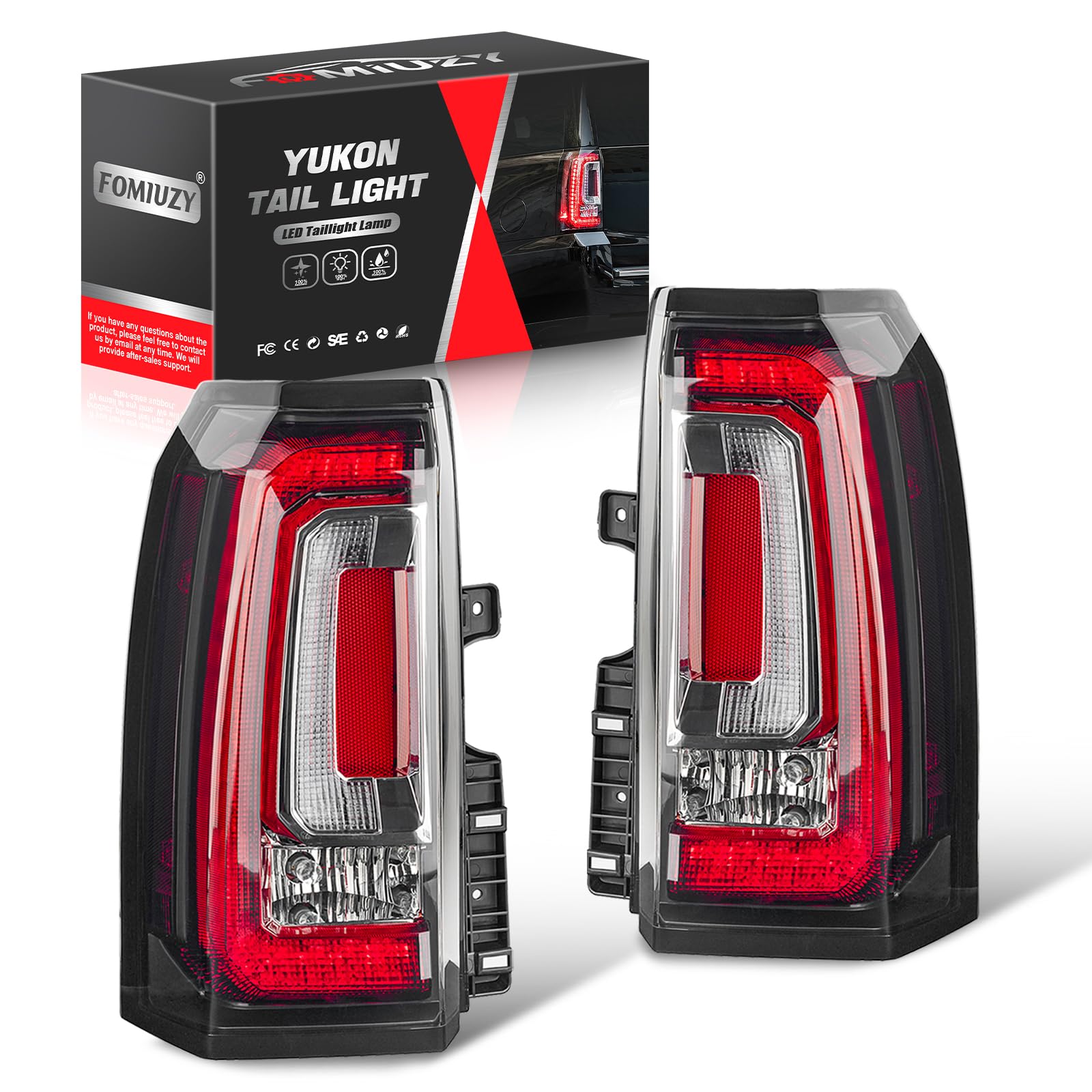 Left Driver Right Passenger Side Tail Lights Assembly Fit For GMC Yukon Yukon XL Denali SLE SLT 2015 2016 2017 2018 2019 2020 Rear LED Taillight Brake Lamp Cover Replaces GM2800268 GM2801268
