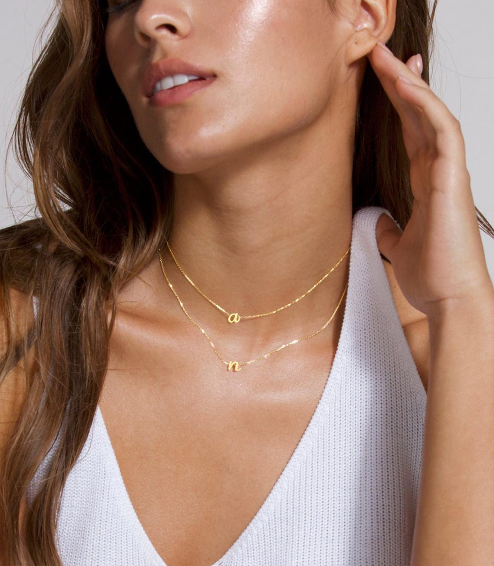 YDYDTTKD Iniziale s per Donne Ragazze alla Lettera Piccola AZ Ciondolo Elegante Oro con iniziali Non Appannamento Simpatico Nome Personalizzato Gioielli Girocollo Personalizzati