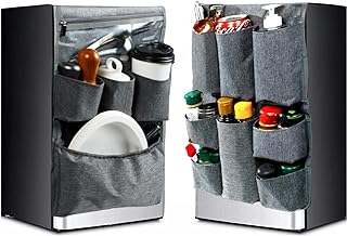 Over The Fridge Organizer Storage - Upgraded Mini Fridge Caddy Organizer - College Dorm Room Essentials for College Students Boys, Girls - 12 Pockets Flatware Organizers and Storage