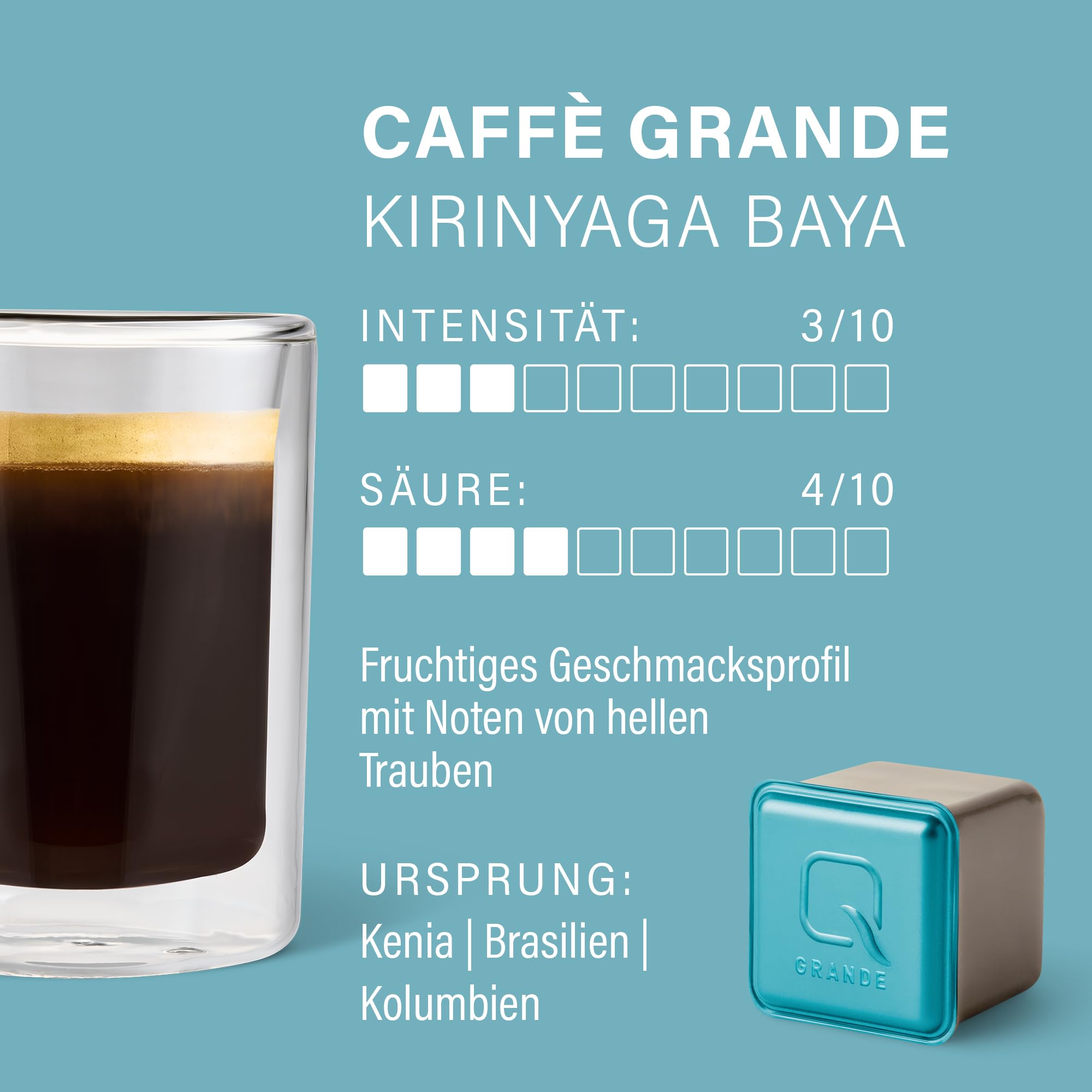 Tchibo Qbo Caffè Grande Kirinyaga Baya Premium Kaffeekapseln, 144 Stück - 18x8 Kapseln (Caffè Grande, Intensität 3/10, fruchtig), nachhaltig & aus 70% nachwachsenden Rohstoffen¹