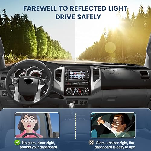 Miniatura 4 de Cubierta de tablero de automóvil, ajuste personalizado para Toyota Tacoma 2005-2015, antideslizante, protector de salpicadero, sin reflejos, color