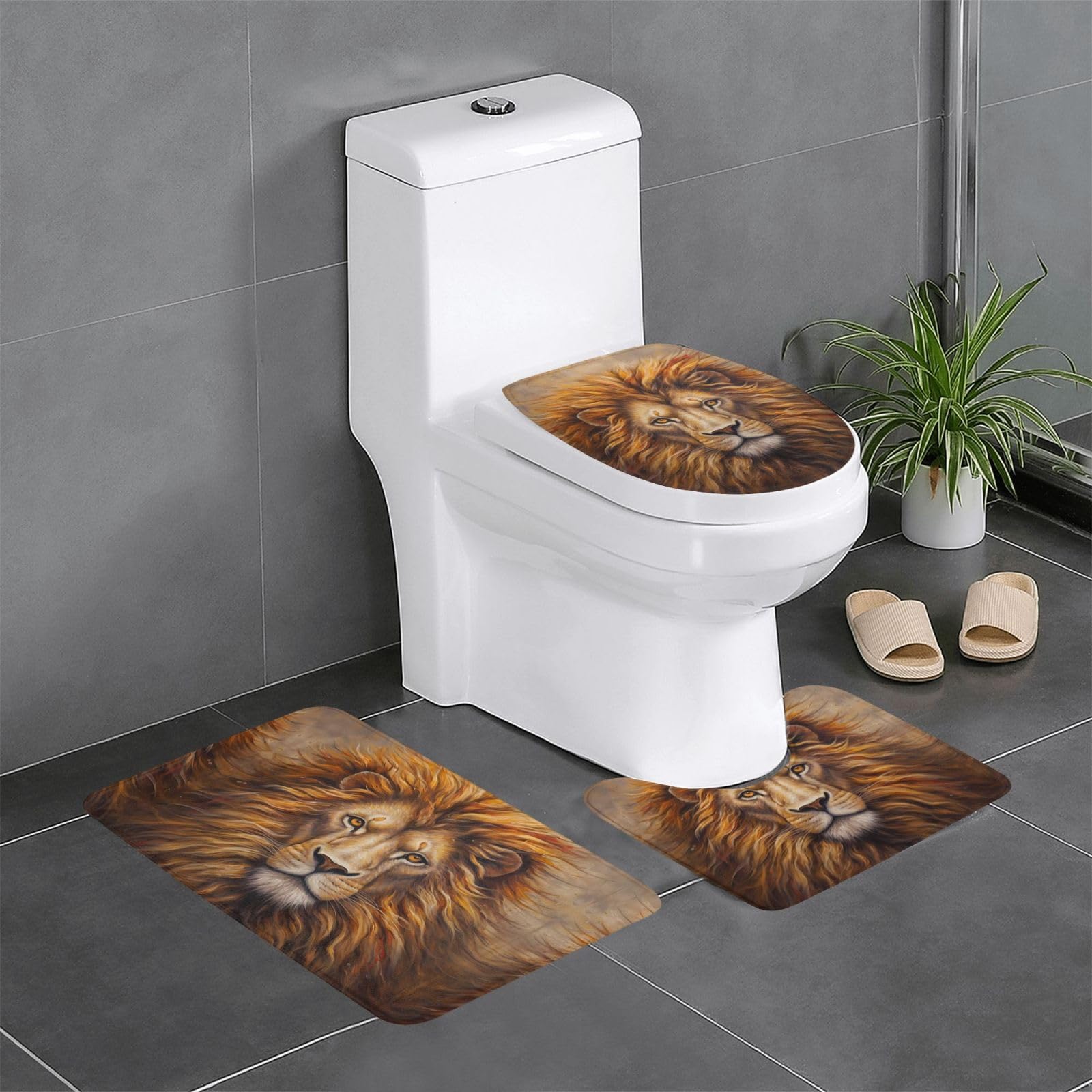 Tapis de sol salle de bain motif crinière de lion pour une ambiance chaleureuse