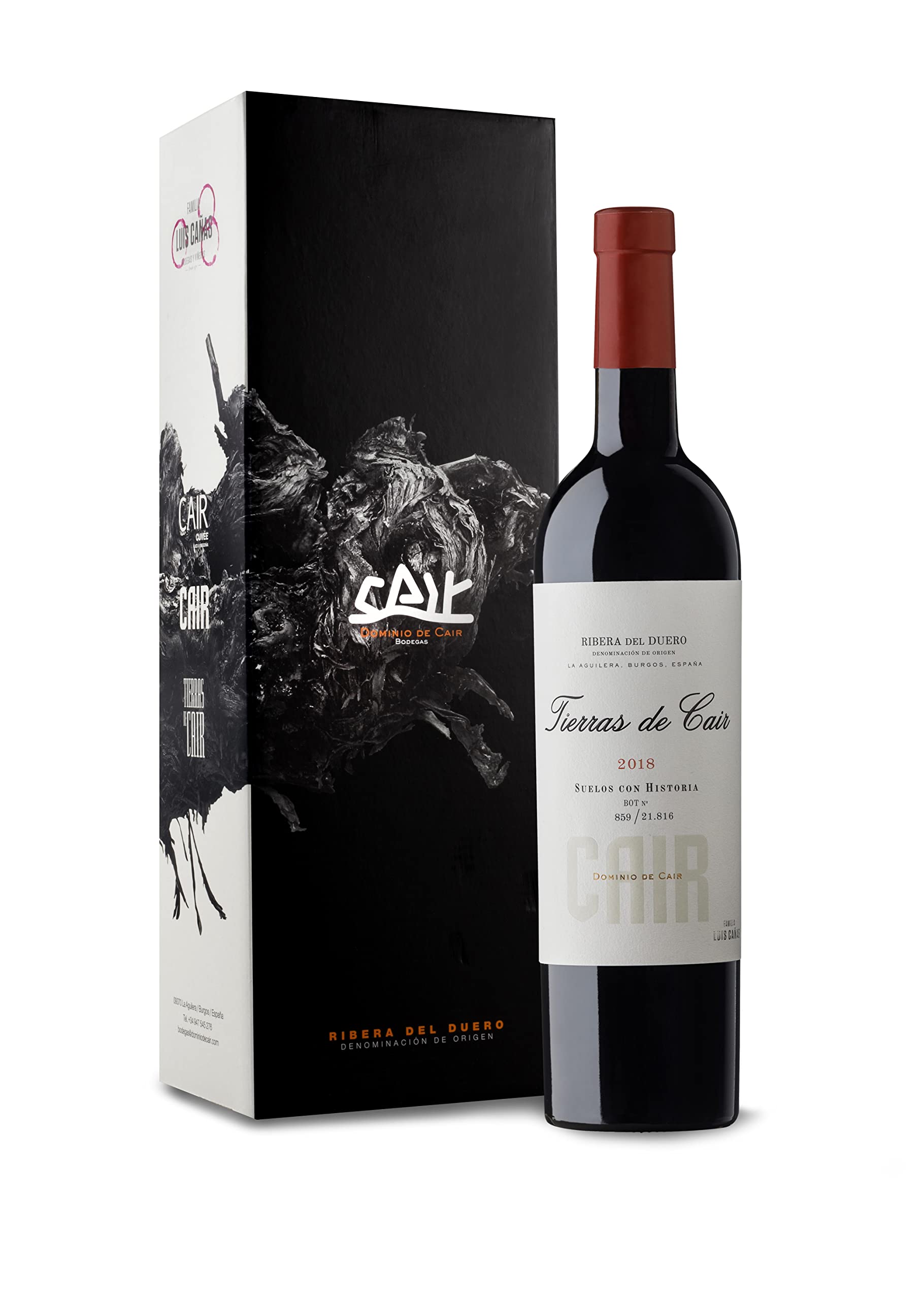 Tierras de Cair - Vino Tinto con D.O. Ribera del Duero - Reserva - Variedad Tempranillo - Intenso y Complejo - Reposo en Barrica de Roble Francés - Incluye Estuche Cartón Premium - Botella de 75 cl