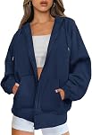 Jhsnjnr Femmes Zip Up Hoodies avec Poches Veste à capuche manches longues Sweatshirt casual surdimensionné