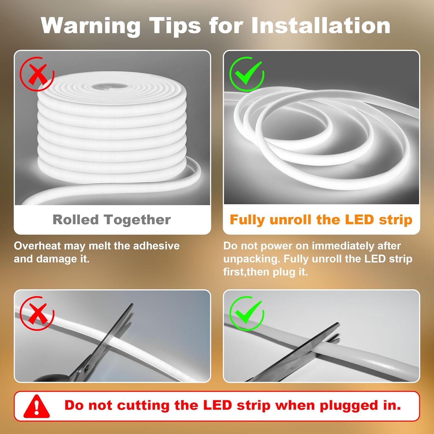 IP67 Waterproof COB LED Strip Lights AC 110V-120V Direct Plug, 66FT Super Bright Outdoor Strip Lights with Double Fuse Controller, 6500K White LED Strips for Garden Patio Commercial Decor