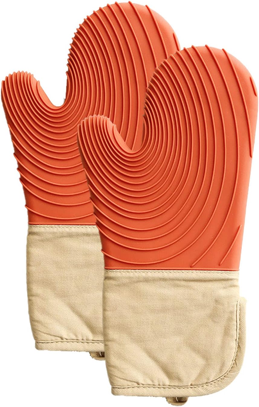 Silicone Oven Mitt, Oven Mitts with Quilted Liner, Heat Resistant Pot