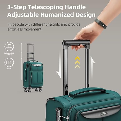 Miniatura 5 de SHOWKOO Juegos de equipaje de 3 piezas, suaves, expandibles, ligeros y duraderos, ruedas giratorias dobles con bloqueo TSA (20 pulgadas24 pulgadas28