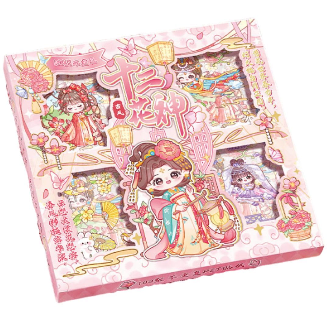 Jack & James - Kawaii Japanese Cute Cartoon Stickers, Pink Cherry Blossom Theme, Decorative Labels for Scrapbooking and Crafts,100 Sheet (Style -4)-image-40