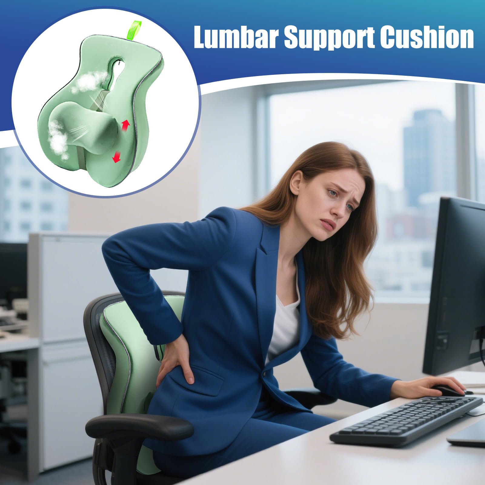 Cuscino Supporto Lombare Inferiore Schienale E Seduta Ergonomici In Memory | Cuscino Di Supporto Lombare Per Sedia Auto, Casa, , Divano, Guida, Seduti, Lettura, Riposo, Lavoro, Adulti, Anzian