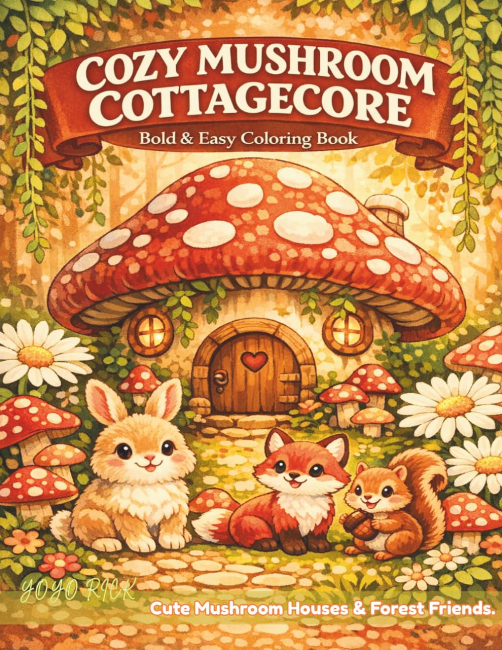 Cozy Mushroom Cottagecore Color: 50 Cute Mushroom Houses, Forest Animals and Cozy Nature Scenes for Relaxation