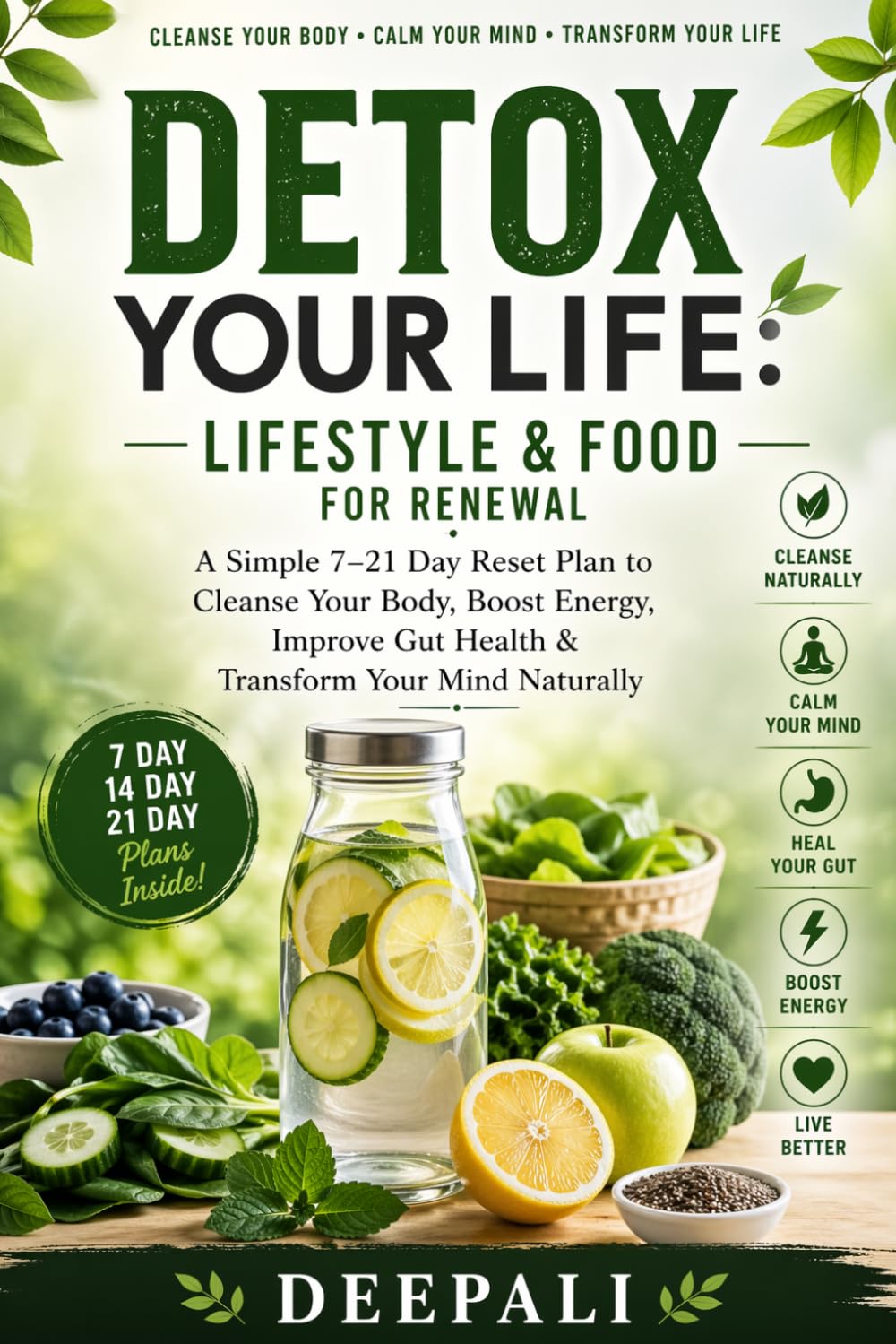 Detox Your Life: Lifestyle & Food for Renewal: A Simple 7–21 Day Reset Plan to Cleanse Your Body, Boost Energy, Improve Gut Health and Transform Your Mind Naturally