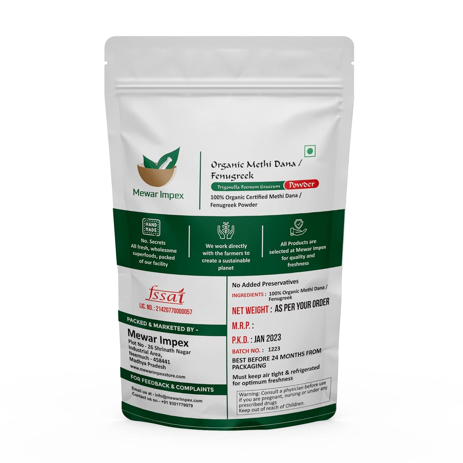 Mewar Impex Methi Seed Powder (400 gm) For Hair Growth | Hair Care | Fenugreek Powder