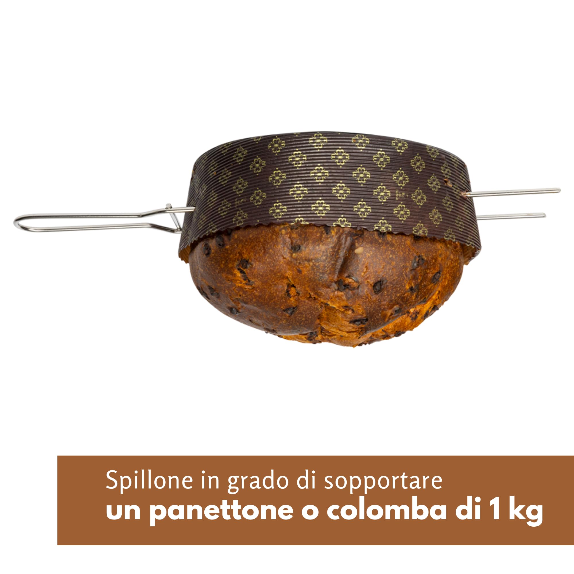 FAH - Spillone per Colomba, Set 3 Spilloni per Colomba e Altri Lievitati Fino a 1 kg (Lunghezza 40 cm), Robusto in Acciaio Inox, Facile da Usare, Forchetta per Panettone e Colomba