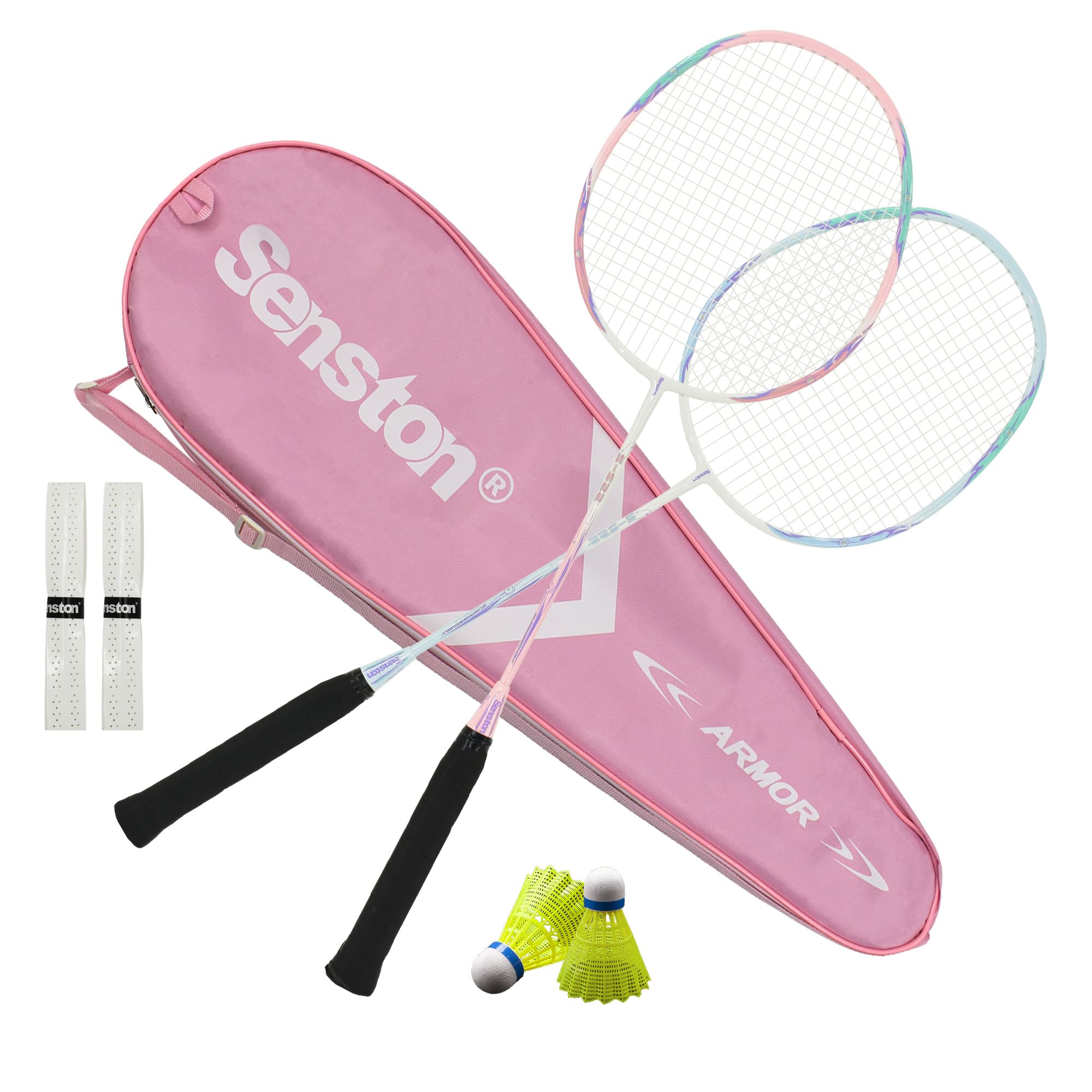 Senston Raquetas de Bádminton Adulto Unisex - 2 Raquetas con Bolsa y Volantes