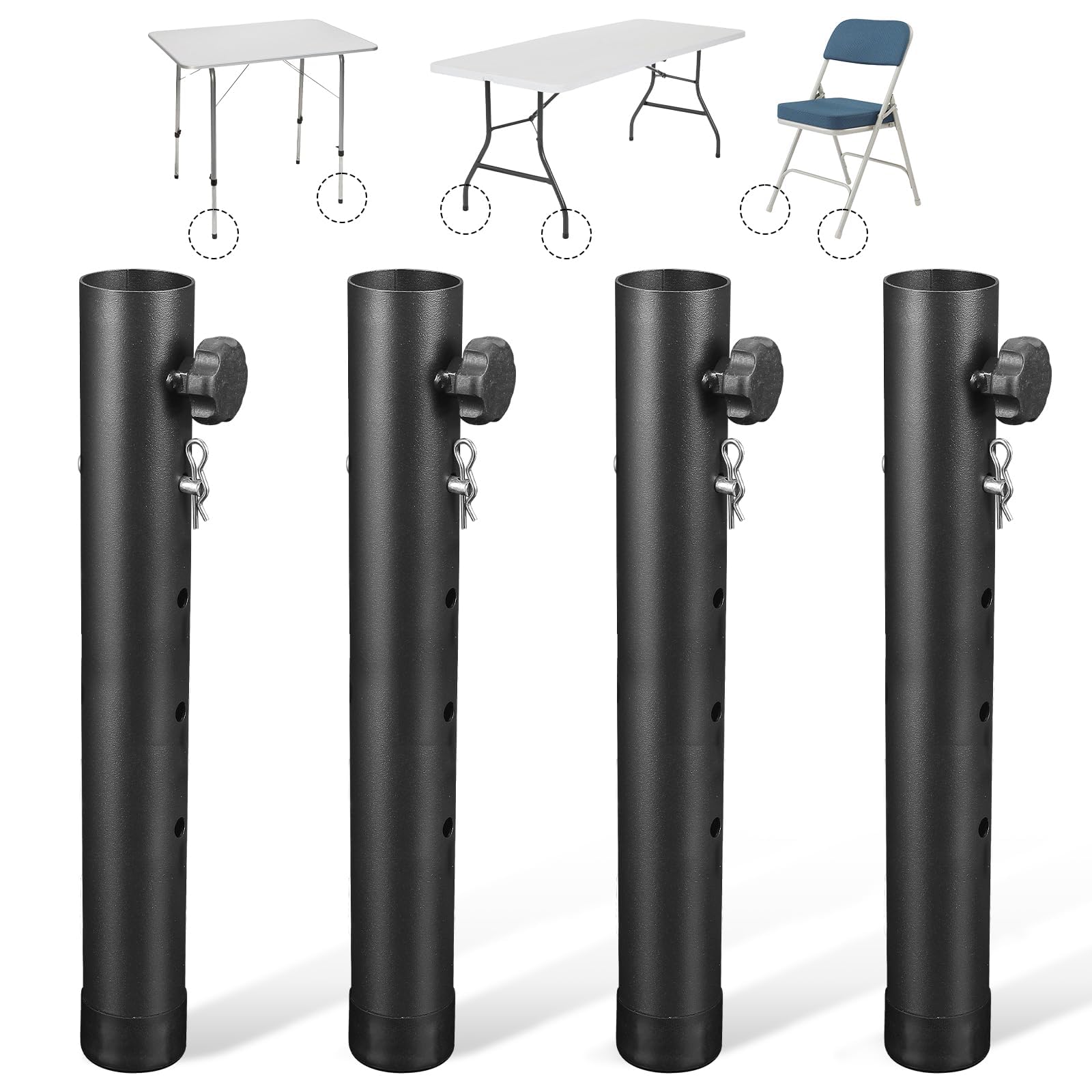 VinBee Folding Table Risers,Folding Table Leg Extenders,Levels Height Adjustable Risers for DIY & Back Pain Relief for Office,Dining,Standing Desk 4Pack (17.3nch)