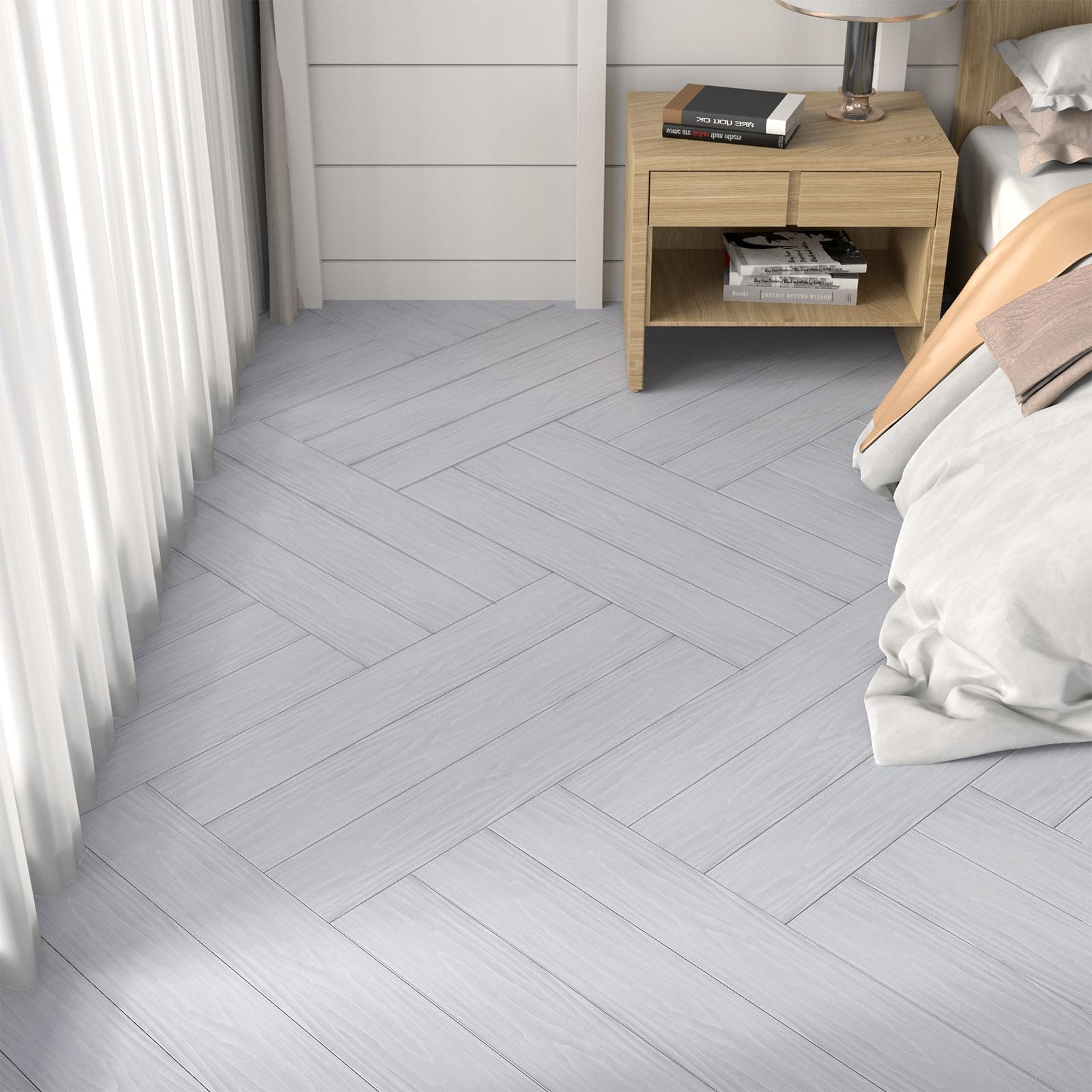 Azulejos de vinilo para piso de 54 pies cuadrados para despegar y pegar, tablones de 36 x 6 pulgadas, paquete de 36 azulejos autoadhesivos impermeables, bricolaje para inquilinos, cocina, sala de