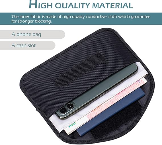 leechio 2 PCS Faraday Bags for Phones, Faraday Bag Pouch Shield Cage Wallet Phones, Anti-tracking Anti Theft Car Protection Signal, Signal Blocker Pouch Case Bag Handset Function Bags (Black)