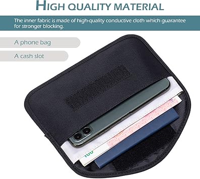 leechio 2 PCS Faraday Bags for Phones, Faraday Bag Pouch Shield Cage Wallet Phones, Anti-tracking Anti Theft Car Protection Signal, Signal Blocker Pouch Case Bag Handset Function Bags (Black)