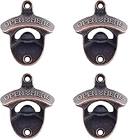 Vista 36 de abridor de botellas de cerveza de bronce antiguo, montaje en pared, estilo antiguo, abridor de tapas de botellas, montado en poste, acero inoxidable