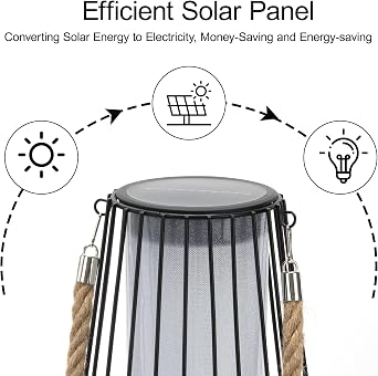 pearlstar Large Solar Lanterns Outdoor Waterproof-Heavy Duty Metal Hanging Lights Solar Table Lamp for Outside Patio Yard Garden Porch Tabletop Decor