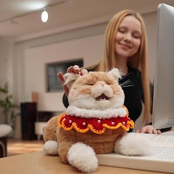 Chongker 24.8 Interactive Robot Cat Plush Realistic Stuffed Animals, Companion Robotic Cat with Meow Purring Heartbeat, Eye Mouth Ear Movement, Kitten Electronic Kitty Toy for Seniors