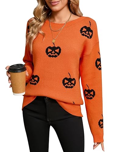 Women's Pullover Sweaters Long Sleeve Crew Neck Cute Multi-Hearts Knitted