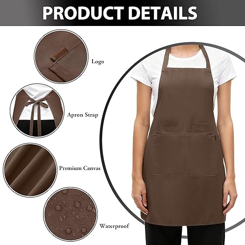 Miniatura 3 de BOHARERS Delantal de trabajo profesional, lona pesada de 9.17 oz, 4 bolsillos utilitarios (29.5 x 26.8 in), ideal para mecánicos, jardineros,